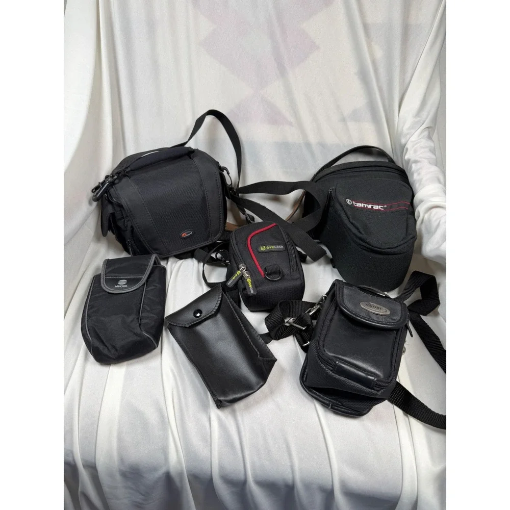 Camera Bag Lot Lowepro Tamrac Minolta Evecase Digital Concepts Black Cases 6pc